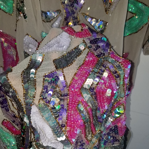 Nude & Iridescent Sequined - •ASOS• | Beaded Dress - Picture 4 of 8